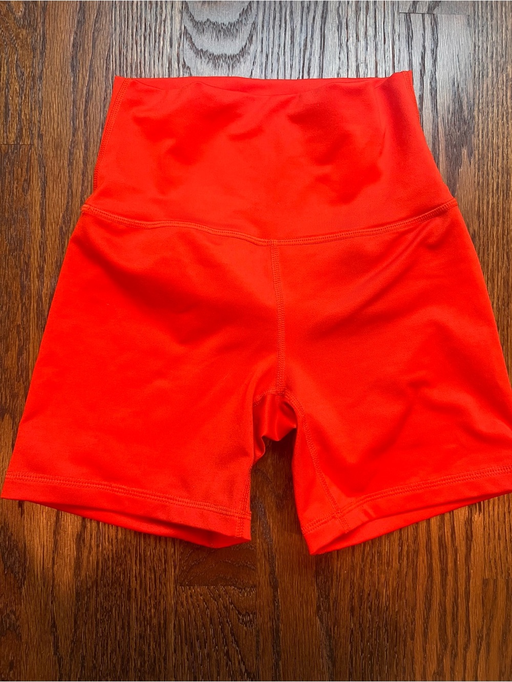 Jo and Jax High-Rise Athletic Bike Shorts in Vibrant Red-Orange